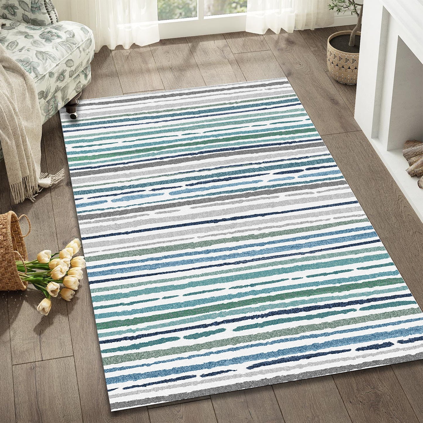 Sphinx - Indoor & Outdoor Washable Non - Slip Accent Rug - Beige / Blue