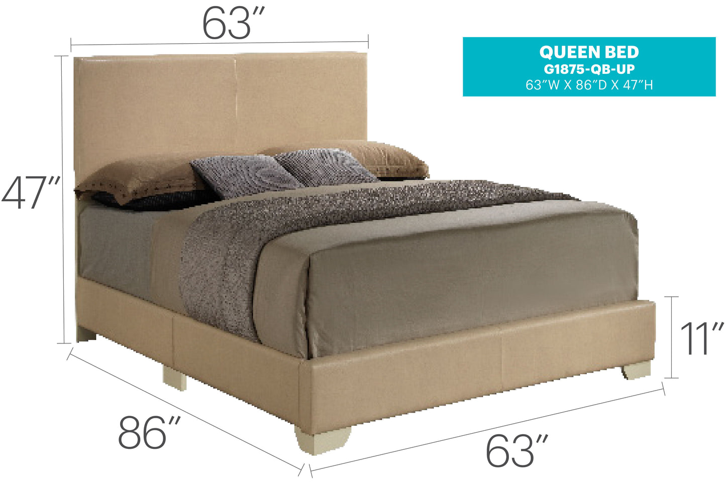 Queen Bed For Relaxed Spaces Casual - Beige