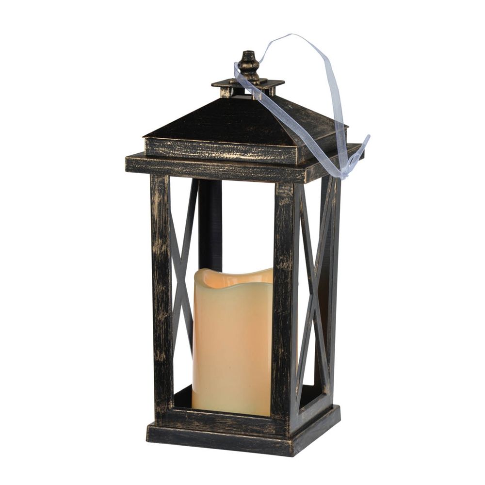 Menifee - Lantern With Led Candle (Set of 2) - Antique Black