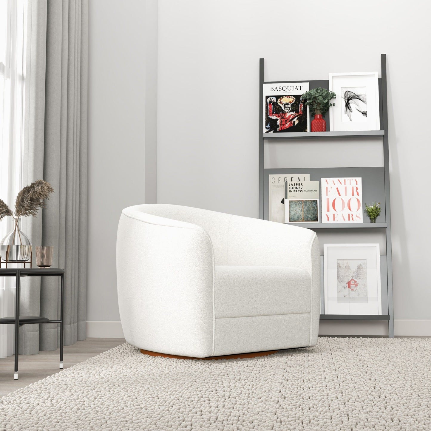 Elise - Mid-Century Modern Swivel Chair - White