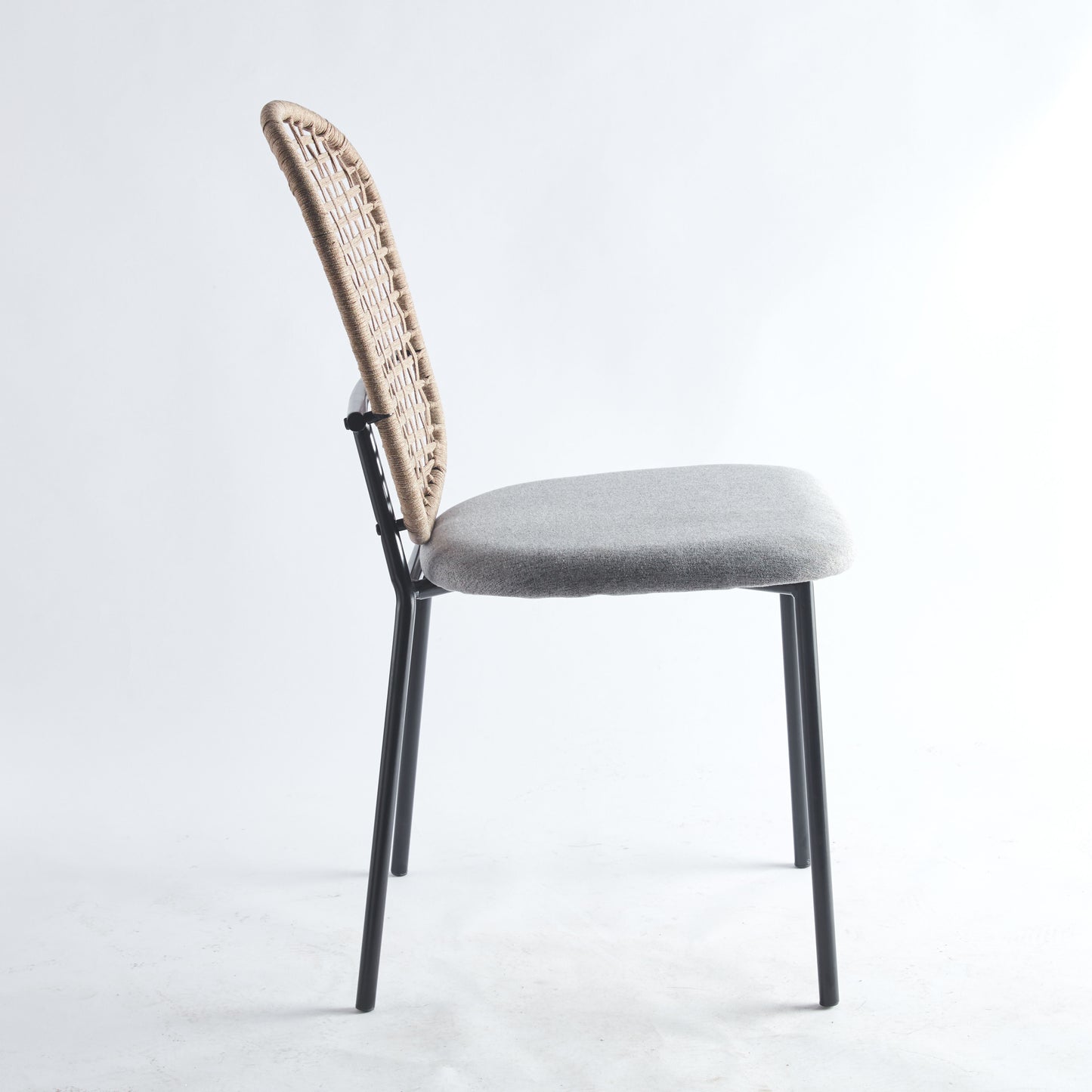 Sennit Chair, Dining Chair, Coffee Chair (Set of 4) - Black / Gray