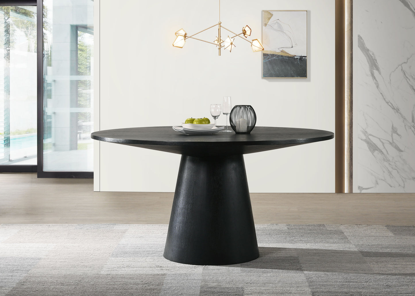Jasper - Wide Contemporary Round Dining Table - Black