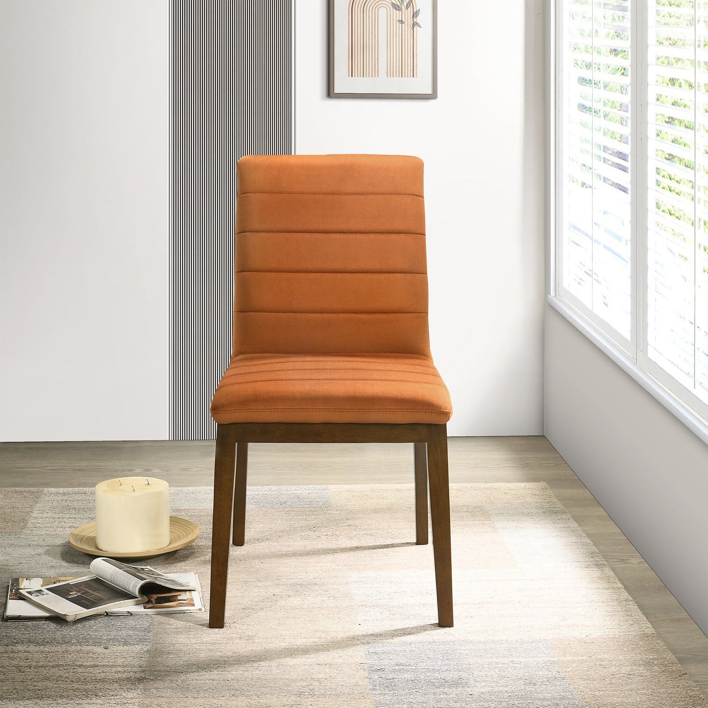 Ines - Dining Chair (Set of 2) - Brown / Burnt Orange
