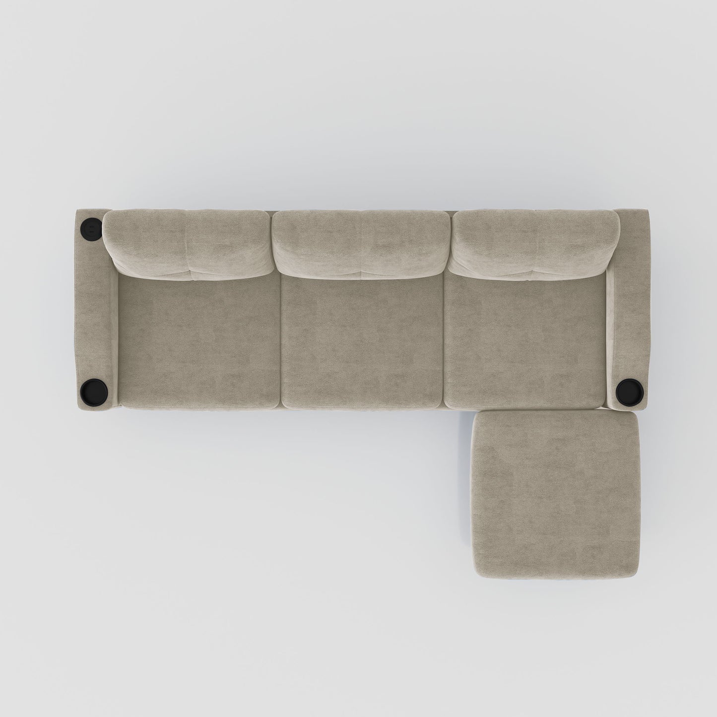 Convertible Combination Sofa, Sofa L Shaped, Sofa With Footstools With Storage Sofa For Living Room, Living Room 3 Seater Combination Sofa - Beige