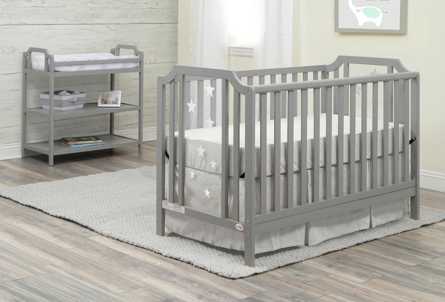 Celeste - 3 In 1 Convertible Island Crib - Light Gray