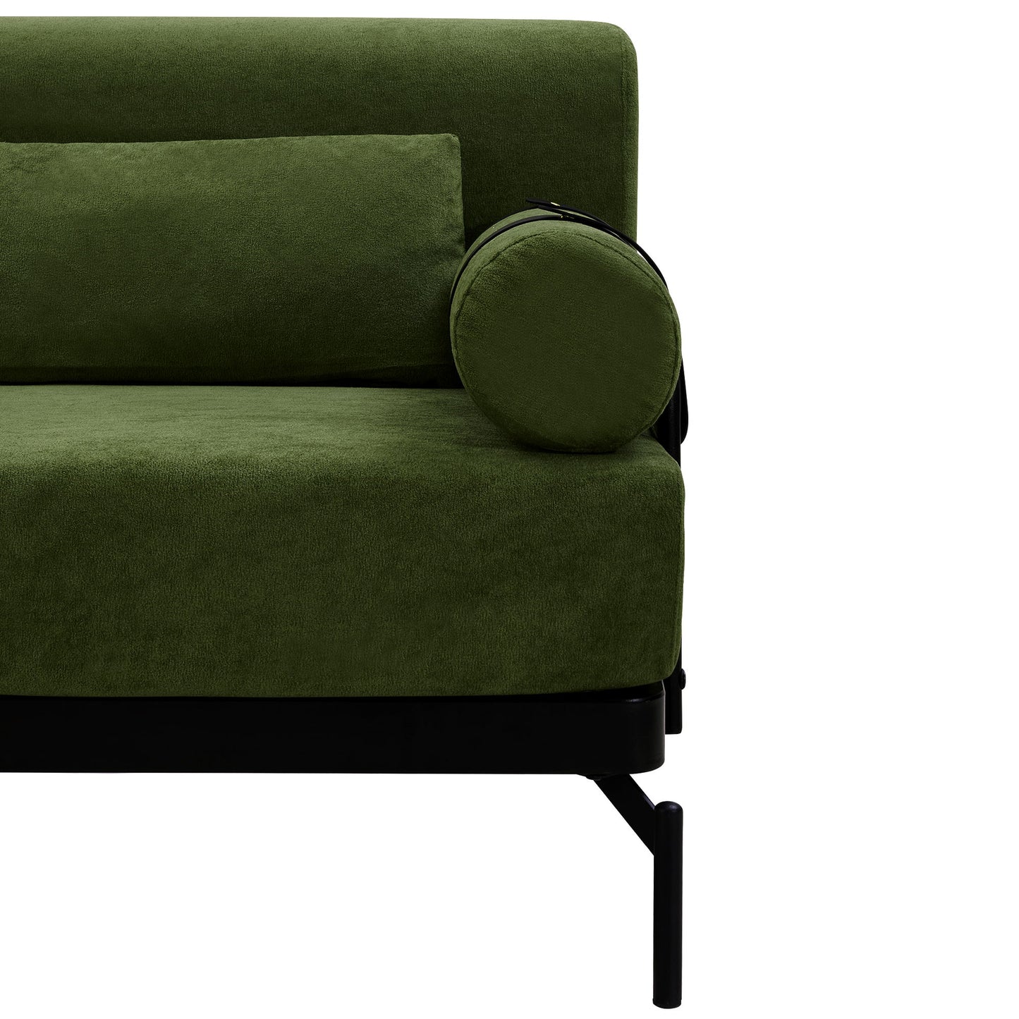 Modern Loveseat Sofa 2 Seater With USB Ports, Cylindrical Armrests - Green