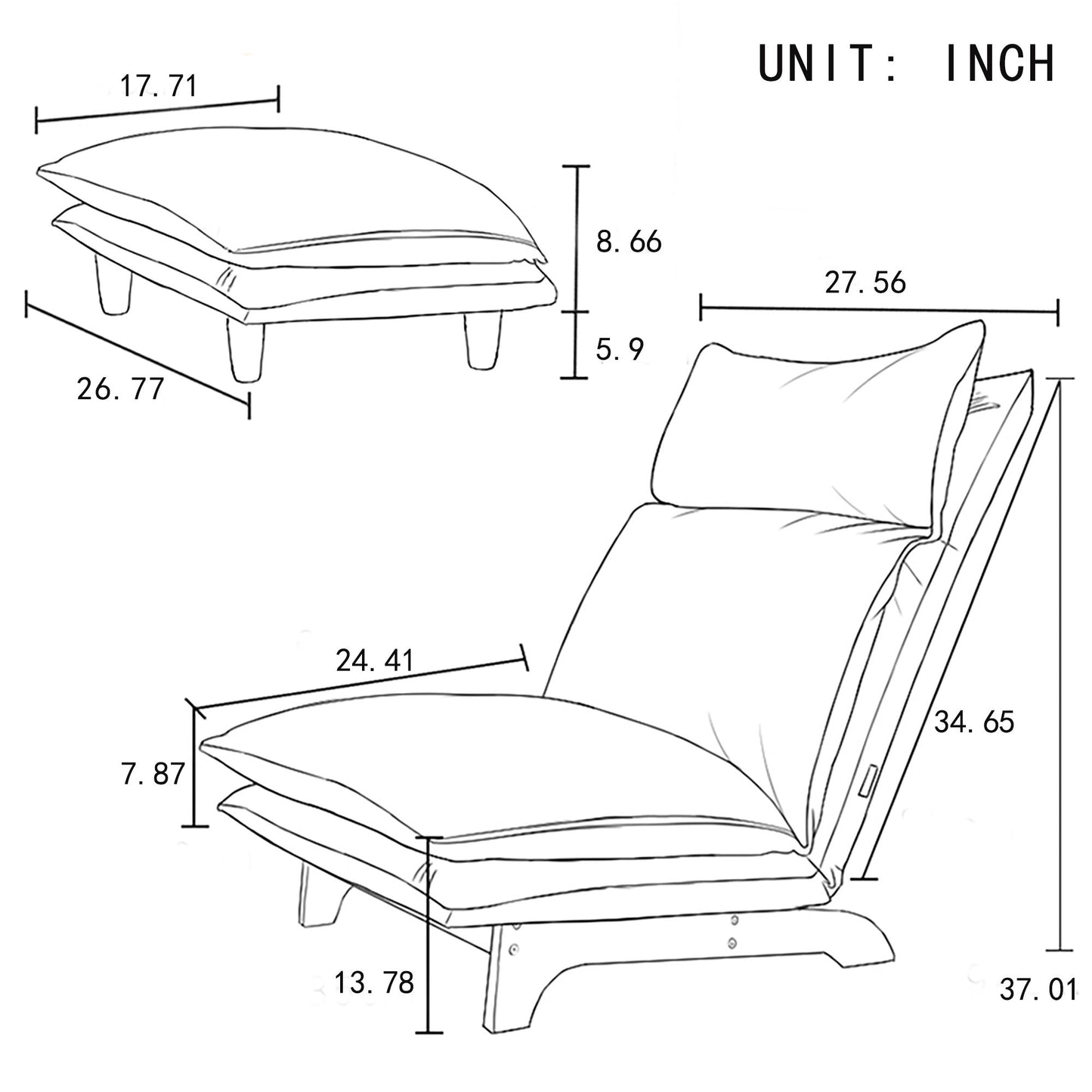 Single Lazy Sofa Chair Leisure Foldable Reclining Chair - Blue