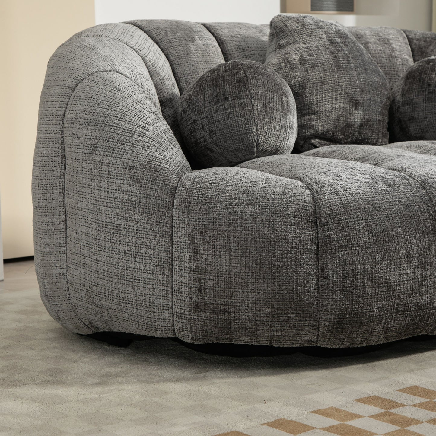 Durable Comfort High Back Bean Bag Sofa Lounger For Adults And Kids - Gray