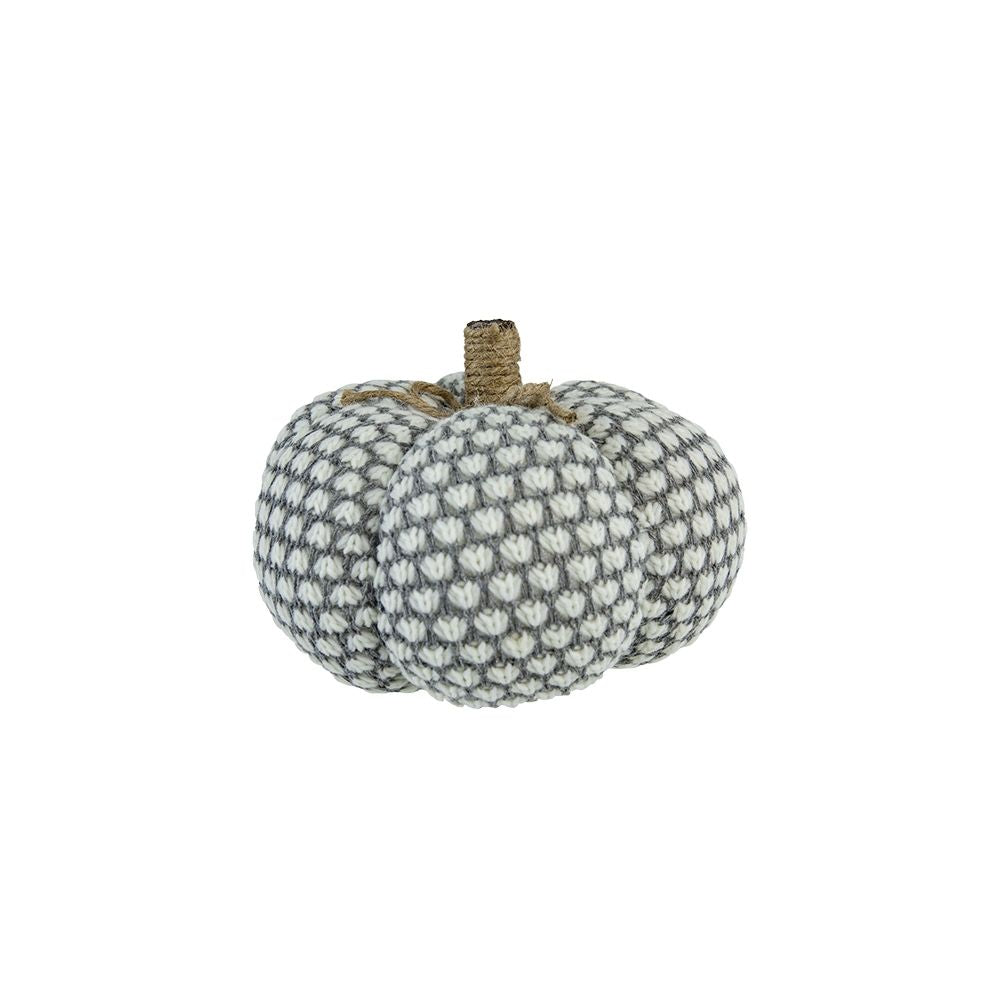 Knite Pumpkin Ornament Decor For Holiday Harvest Festival Fall Festival & Thanksgiving (Set of 4) - Gray