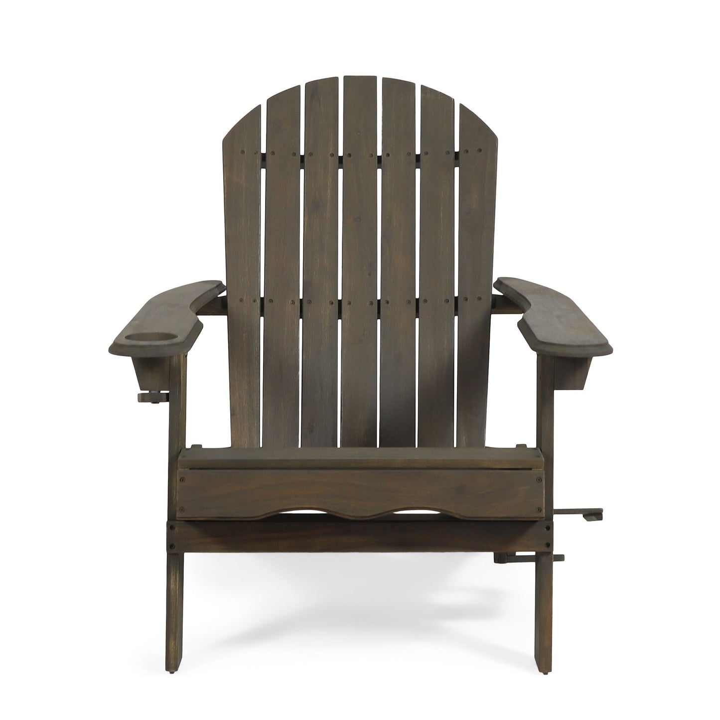 Zenithia - Outdoor Foldable Adirondack Chair With 2 Cup Holders - Gray