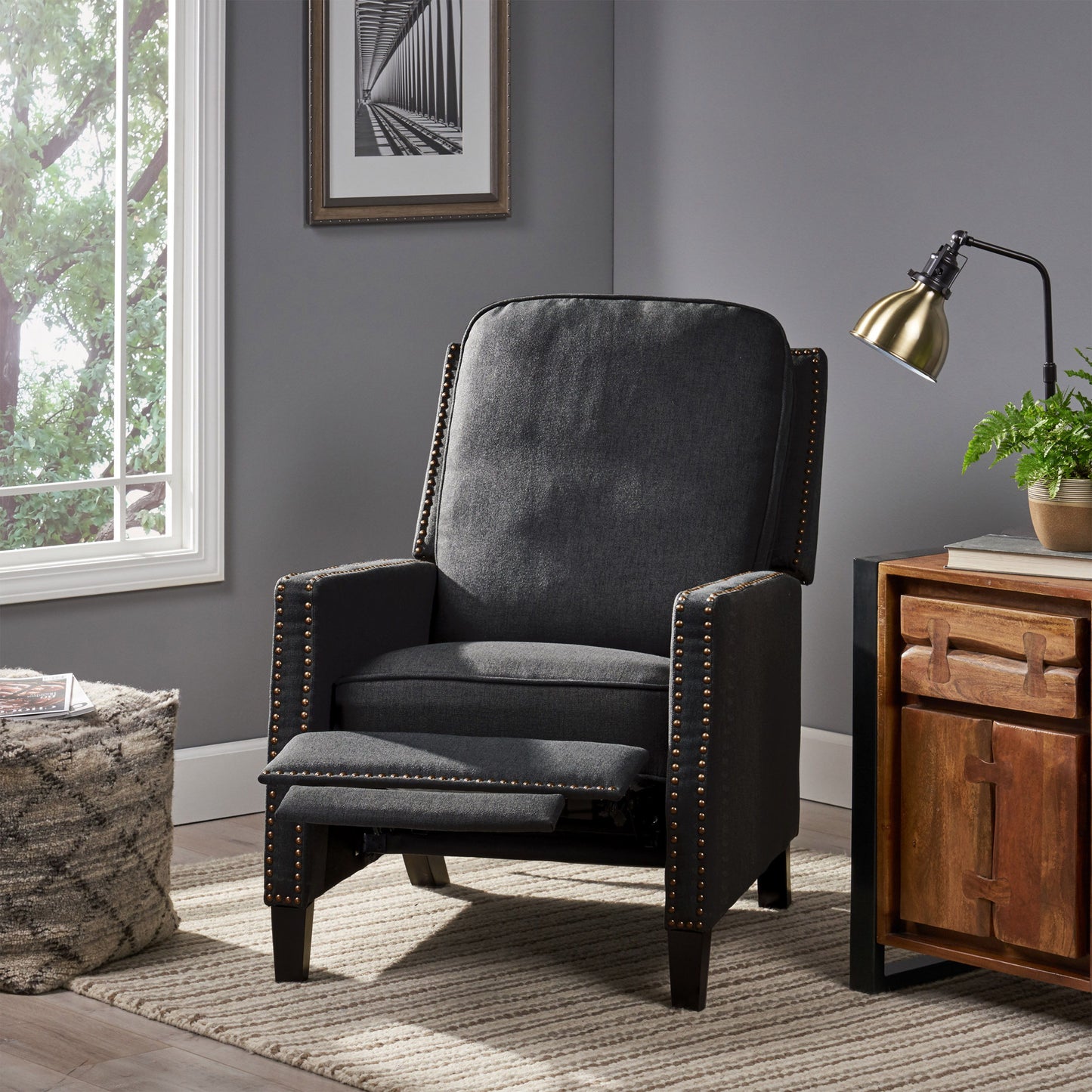 Wide Manual Standard Recliner - Dark Gray