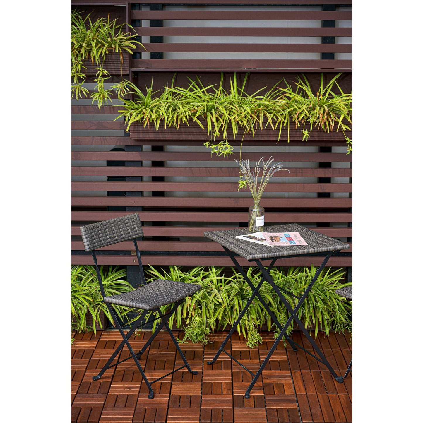 Acacia Wood Interlocking Deck Tiles Checker Pattern, 10 Piece Square Acacia Hardwood Outdoor Flooring For Patio, Bancony, Pool Side - Brown