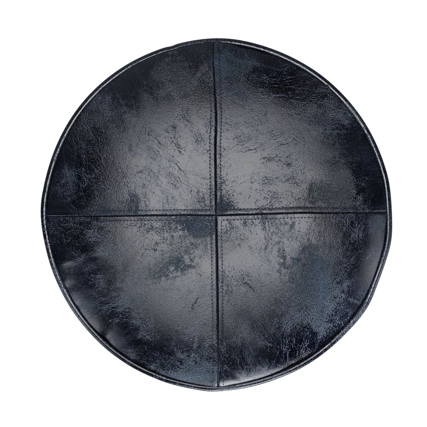 Connor - Round Pouf - Distressed Navy Blue