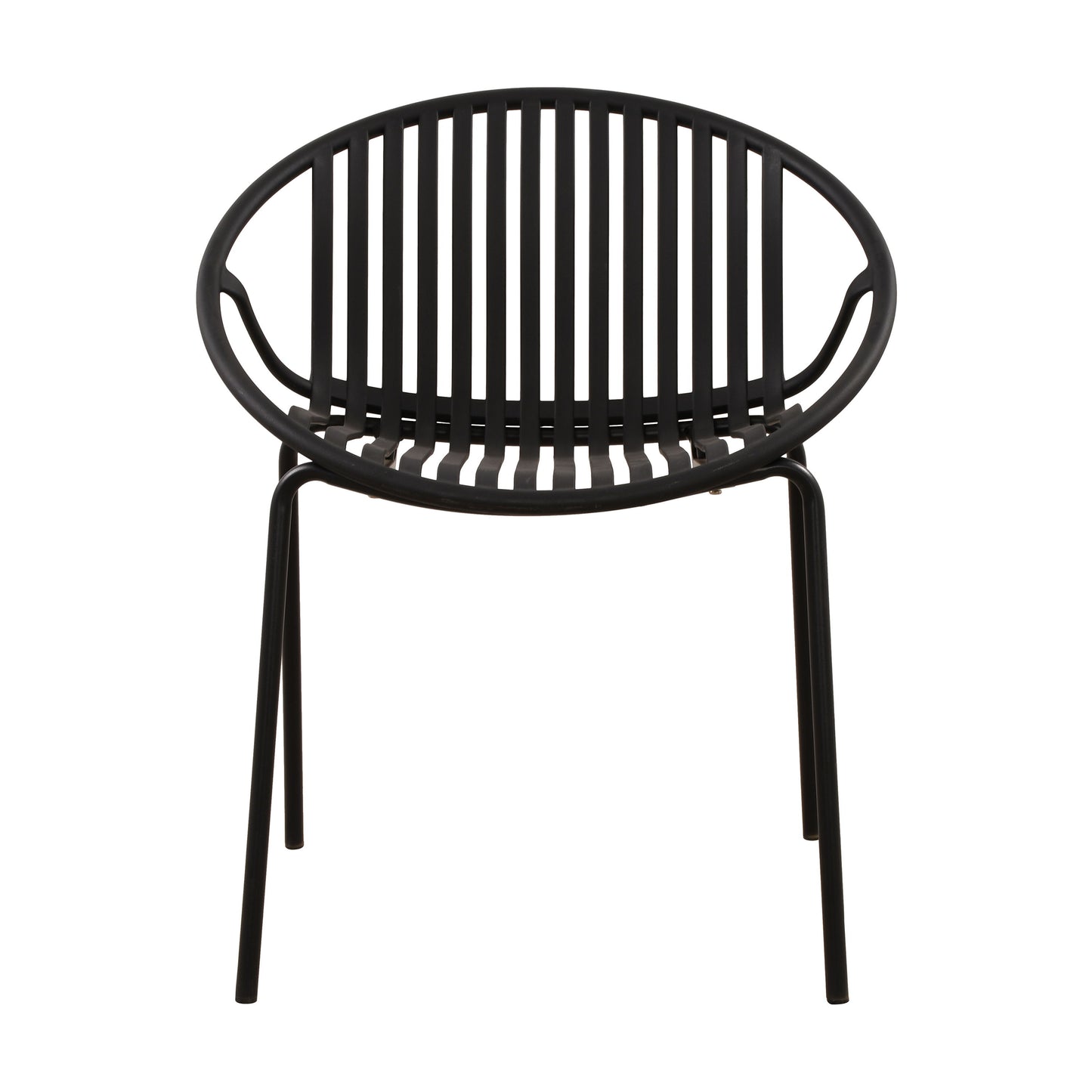 Modern Metal And Polypropylene 7 Piece Outdoor Dining Set With Stackable Chairs - Black