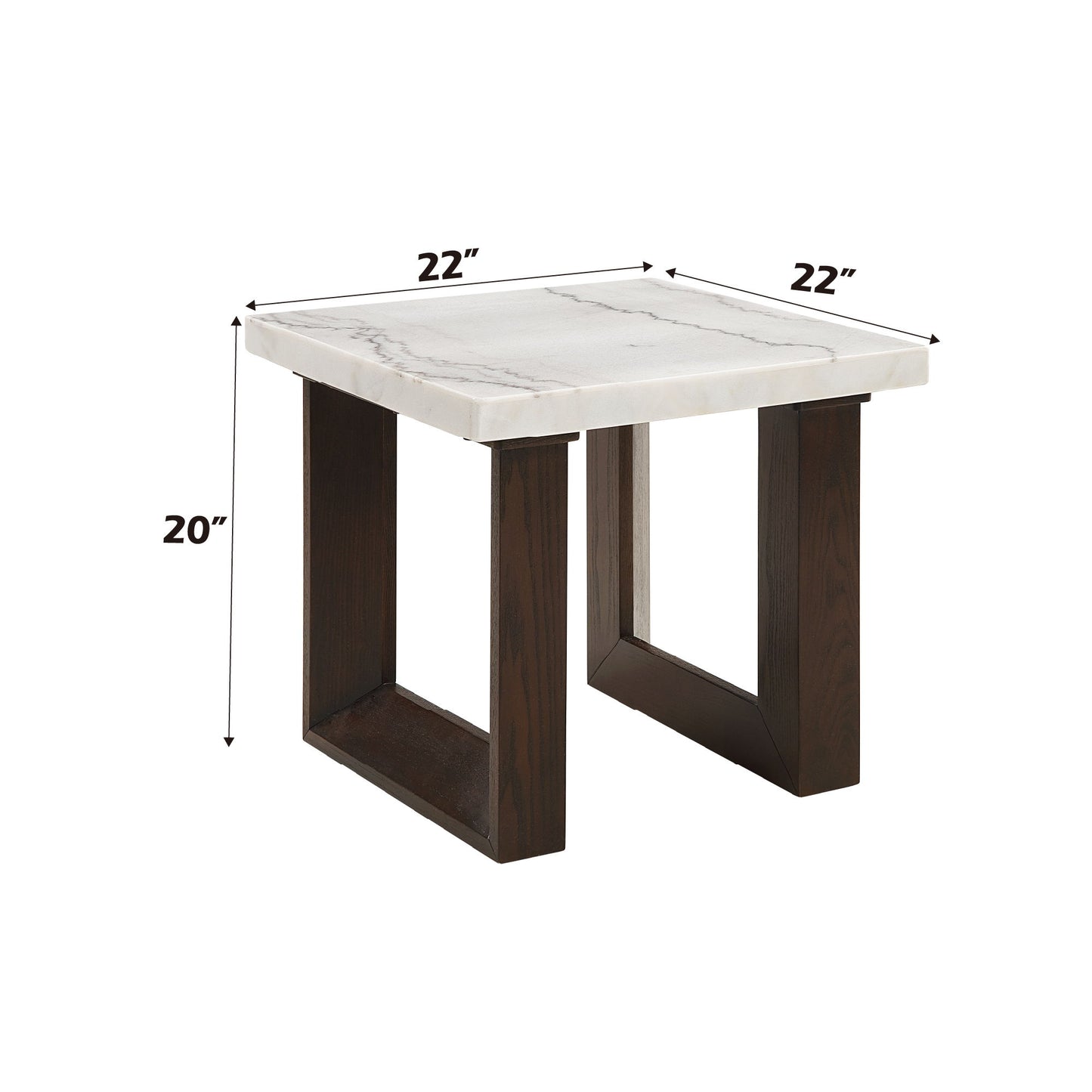 Edwyn - Natural Marble Top End Table - White