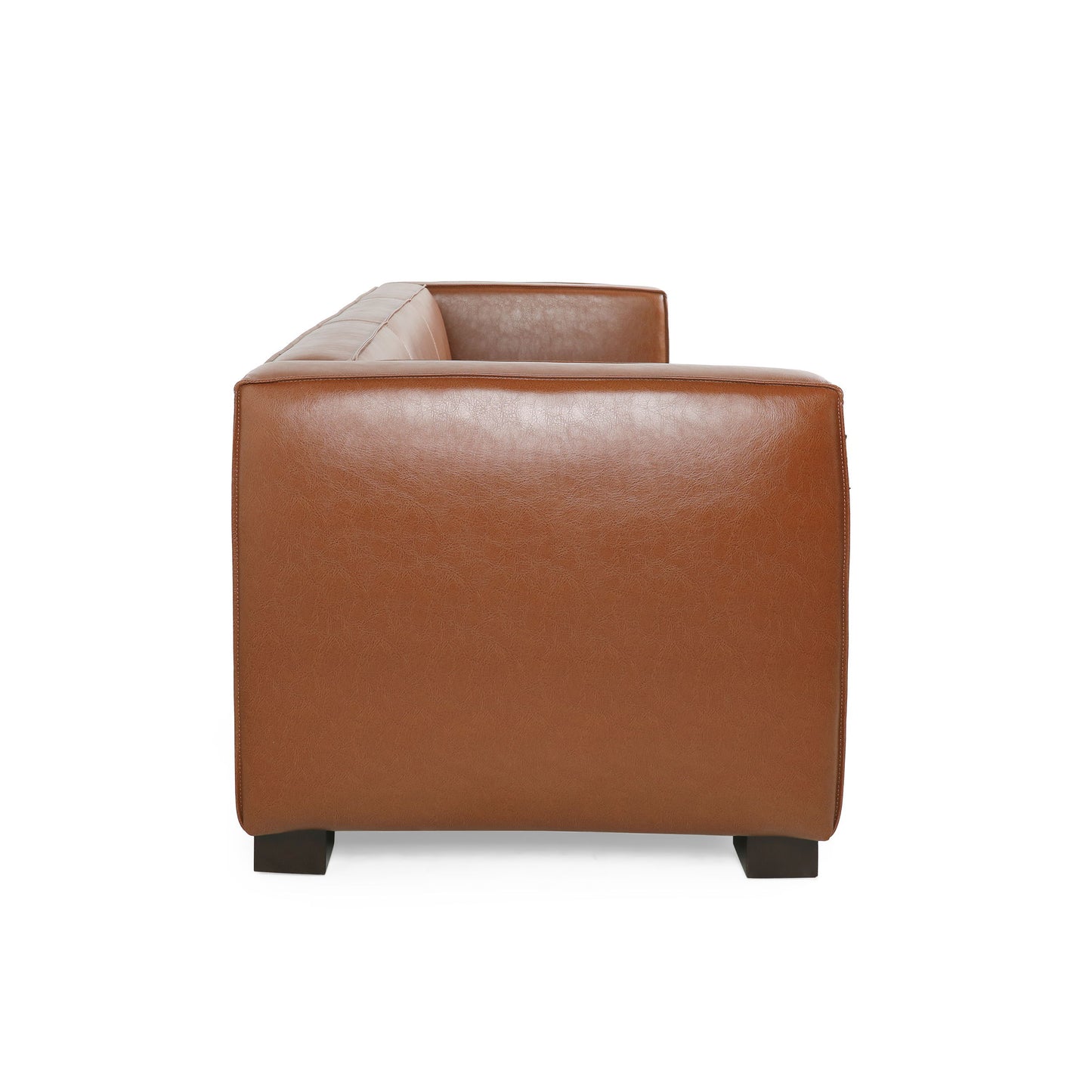 Contemporary 3 Seater Sofa With Tuxedo Design - Light Brown