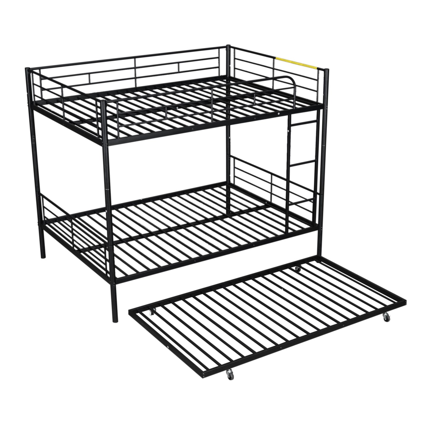 Full Over Full Metal Bunk Bed With Trundle - Black