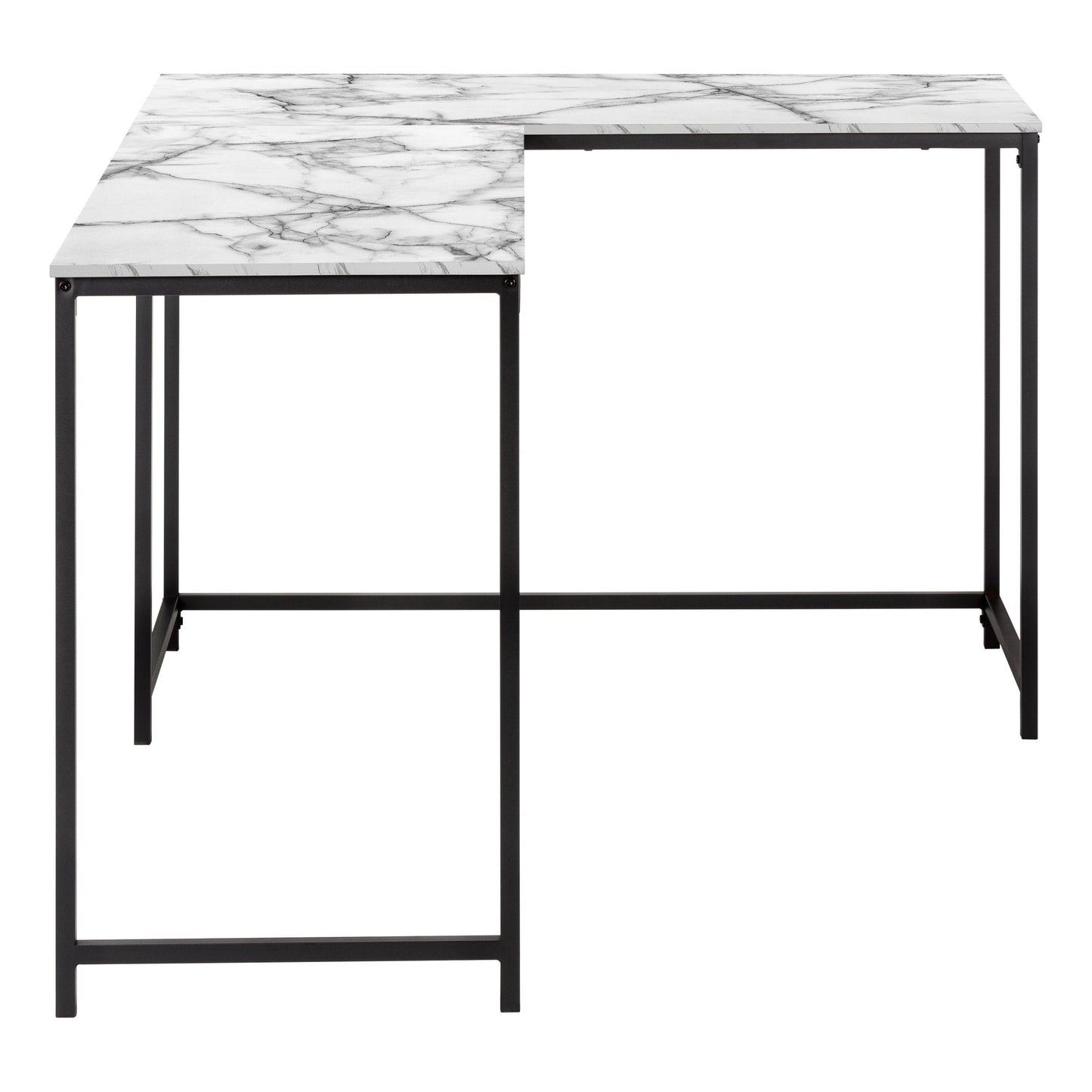 Computer Desk, Home Office, Corner, L Shape, Laptop, Contemporary And Modern - White Marble