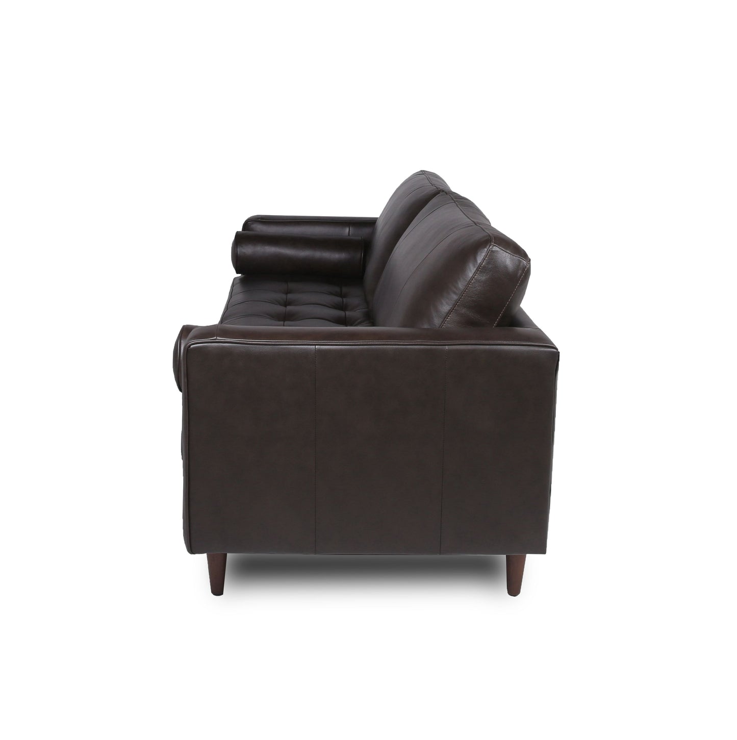 Mid-Century Tufted Leather Sofa - Espresso