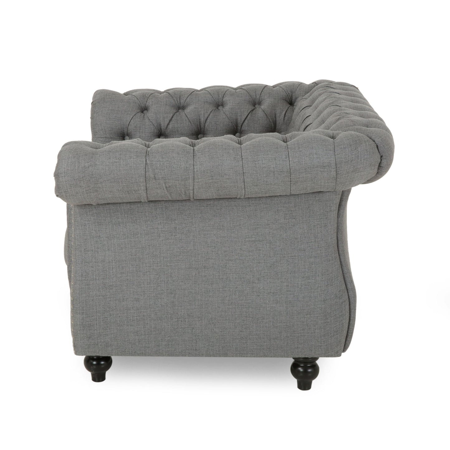 Nexuson - Upholstered Fabric Chesterfield Chair With Deep Tufted And Nailhead Trim - Dark Gray