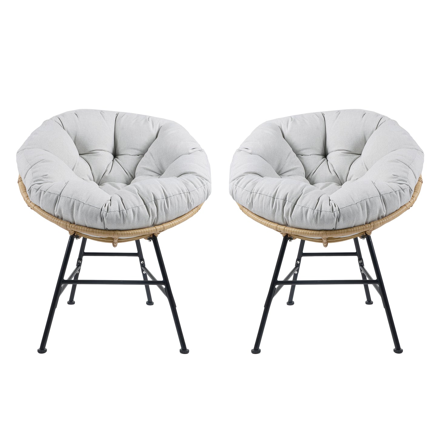 Palos - Outdoor Wicker Lounge Chair (Set of 2) - Brown / Light Gray