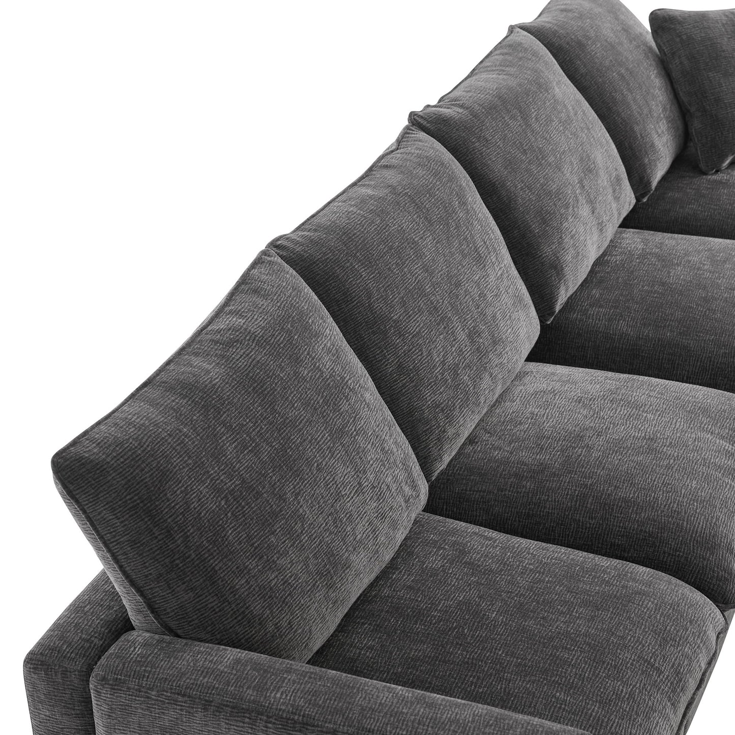 Modern U-Shape Modular Sofa, 6 Seat Chenille Sectional Couch Set With 2 Pillows Included, Freely Combinable Indoor Funiture - Black / Gray