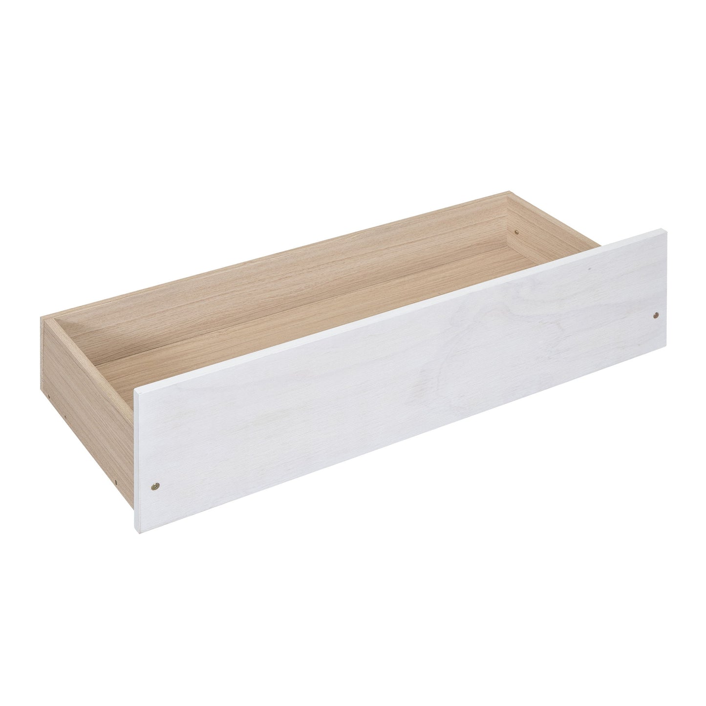 Full Size Canopy Platform Bed 2 Drawers With Support Slats, No Box Spring Needed - Brushed White