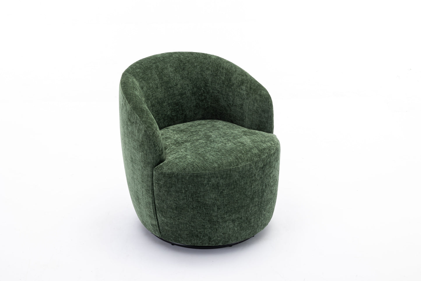 Chenille Fabric Swivel Accent Armchair Barrel Chair With Black Powder Coating Metal Ring - Green