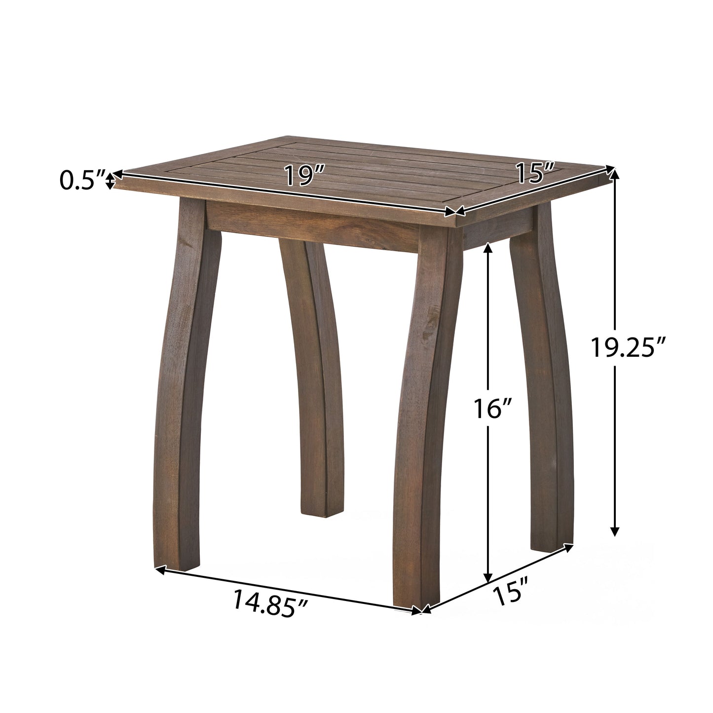 Kinesis - Outdoor Side Table With Slatted Top And Wood Frame - Gray
