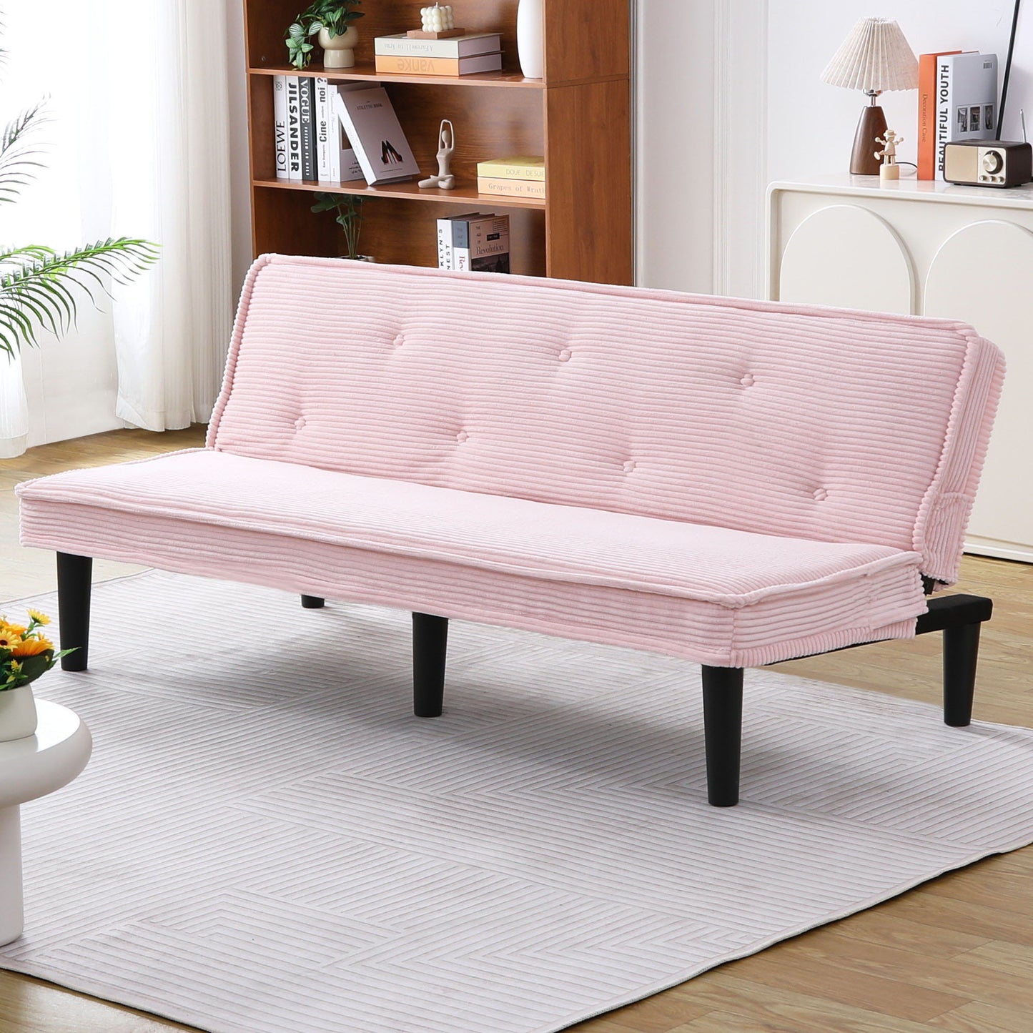 Modern Sofa Bed - Black / Beige / Pink