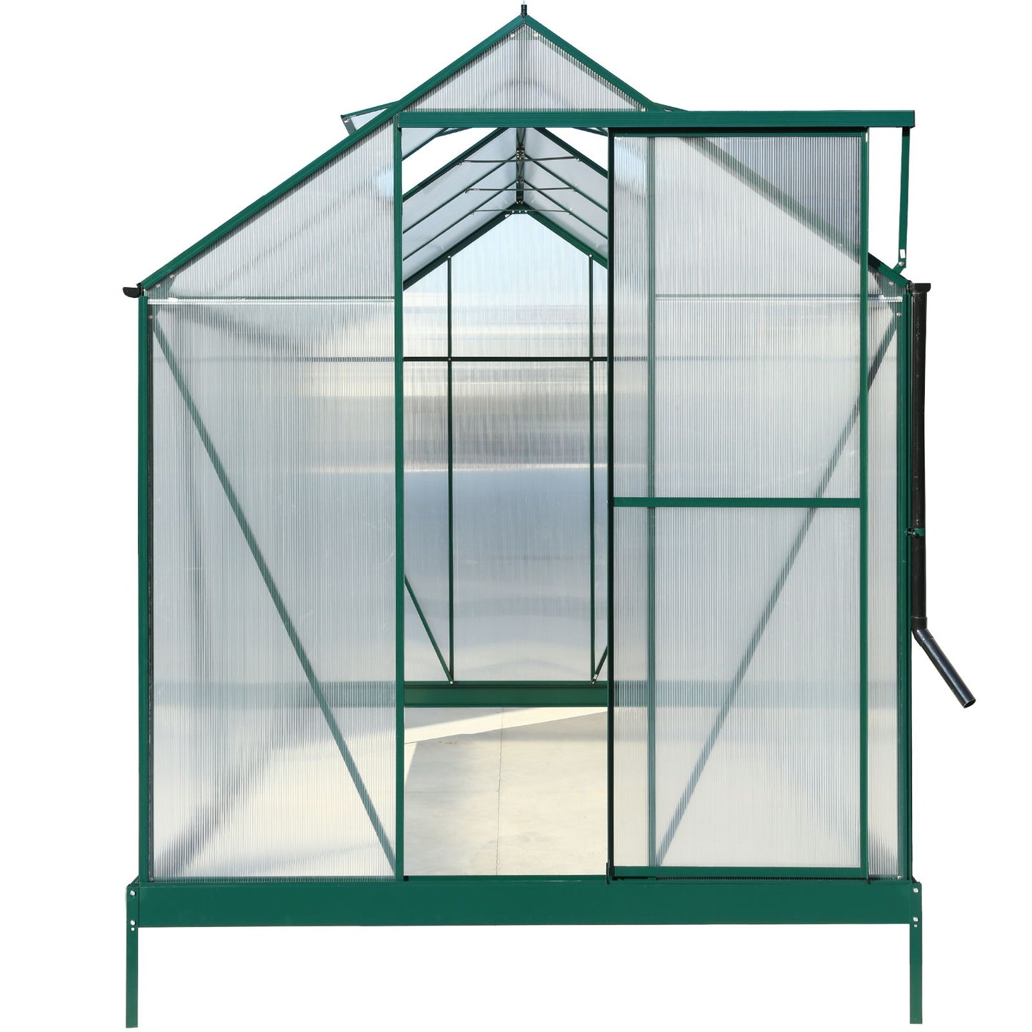 6.3'*10.2'*7' Polycarbonate Greenhouse, Heavy Duty Outdoor Aluminum Walk-In Green House Kit With Rain Gutter, Vent And Door For Backyard Garden - Green