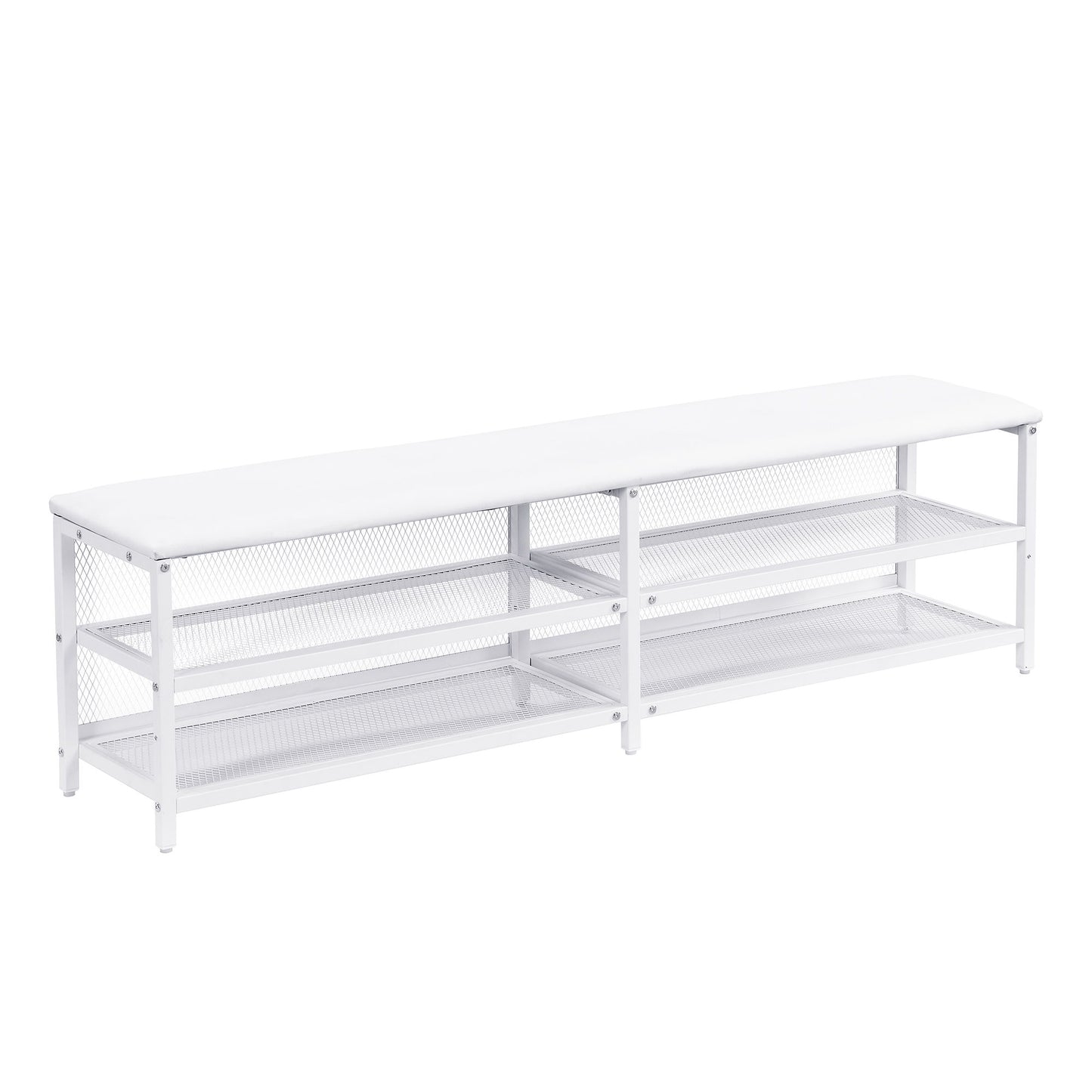 Full Size Platform Bed With 2 Tier Storage Shelves, Storage Cabinet - White