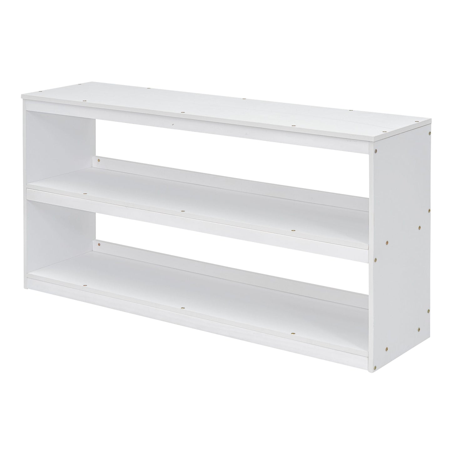 Full Size Loft Bed With Retractable Writing Desk And 3 Drawers With Storage Stairs And Shelves - White