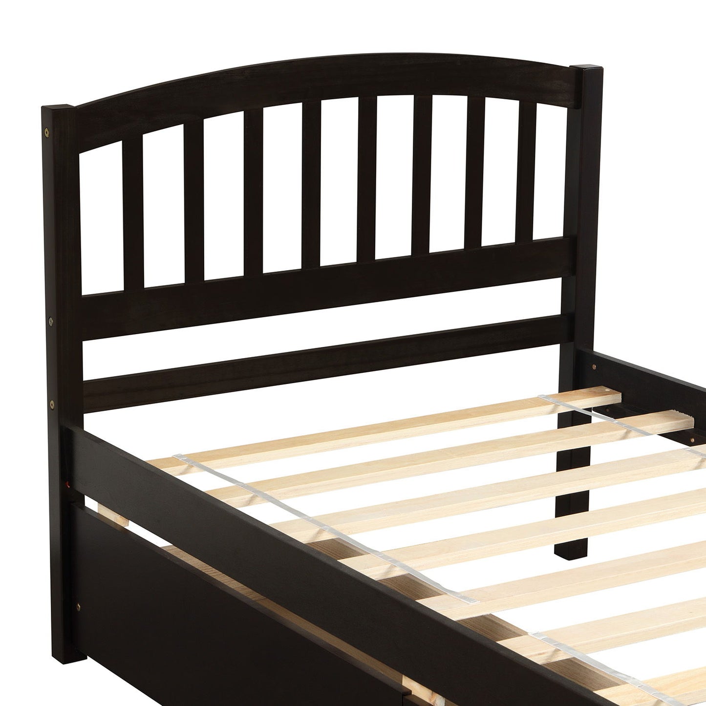 Twin Platform Storage Bed Frame With Two Drawers And Headboard - Espresso