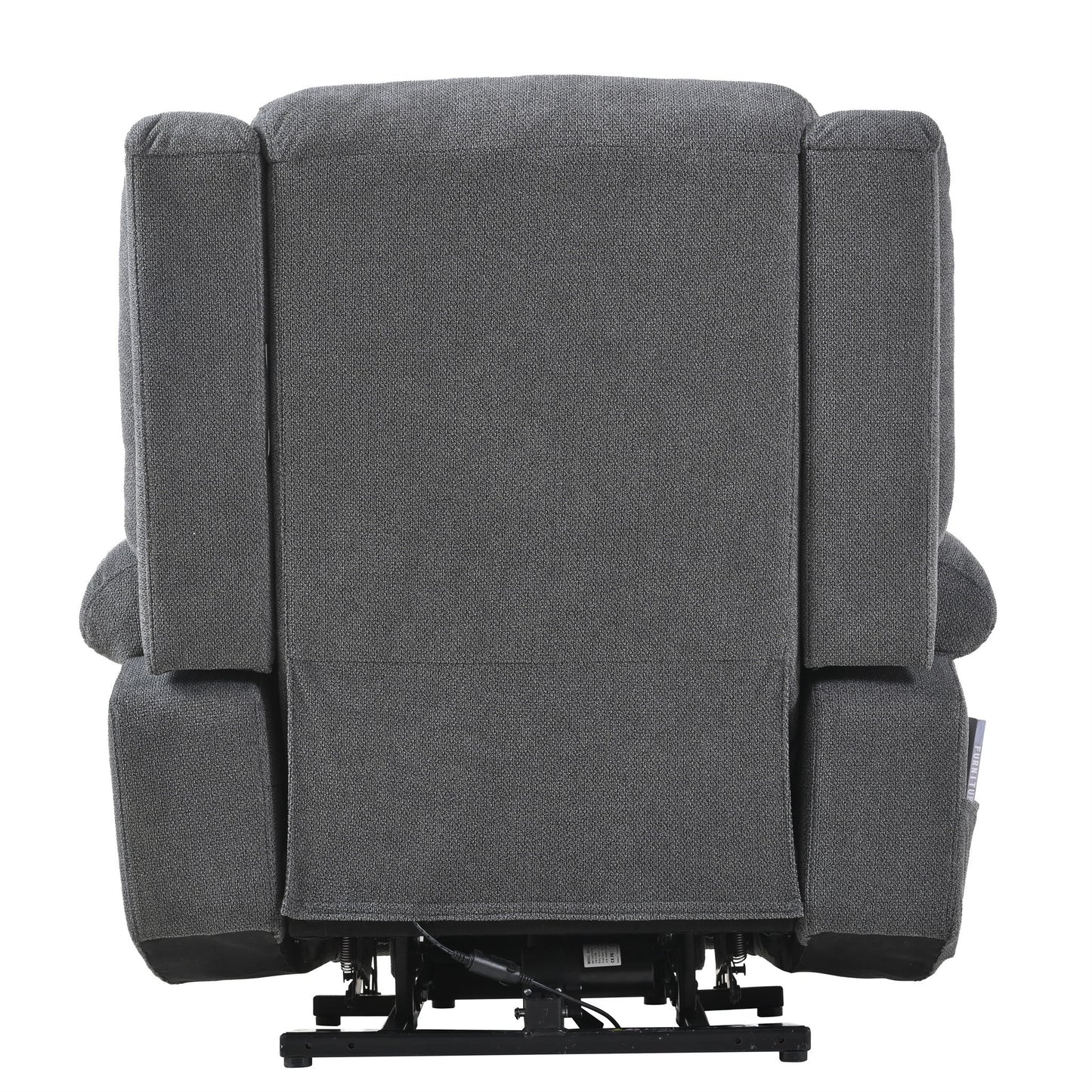 Power Lift Recliner Chair - Fabric Single Sofa With Extended Footrest, Remote Control, Cup Holders, And Side Pockets For Living Room Or Home Theater - Dark Gray