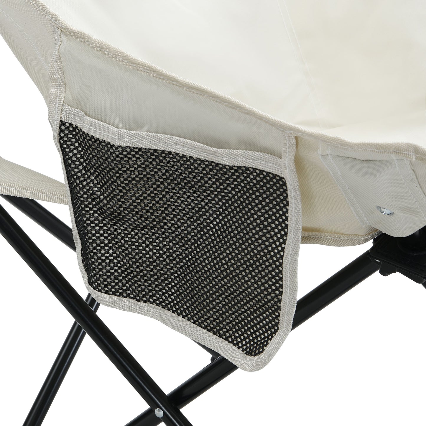 2 Pieces Outdoor Camping Chairs Folding / Portable, Comfortable Seating, Durable Steel Frame - Beige