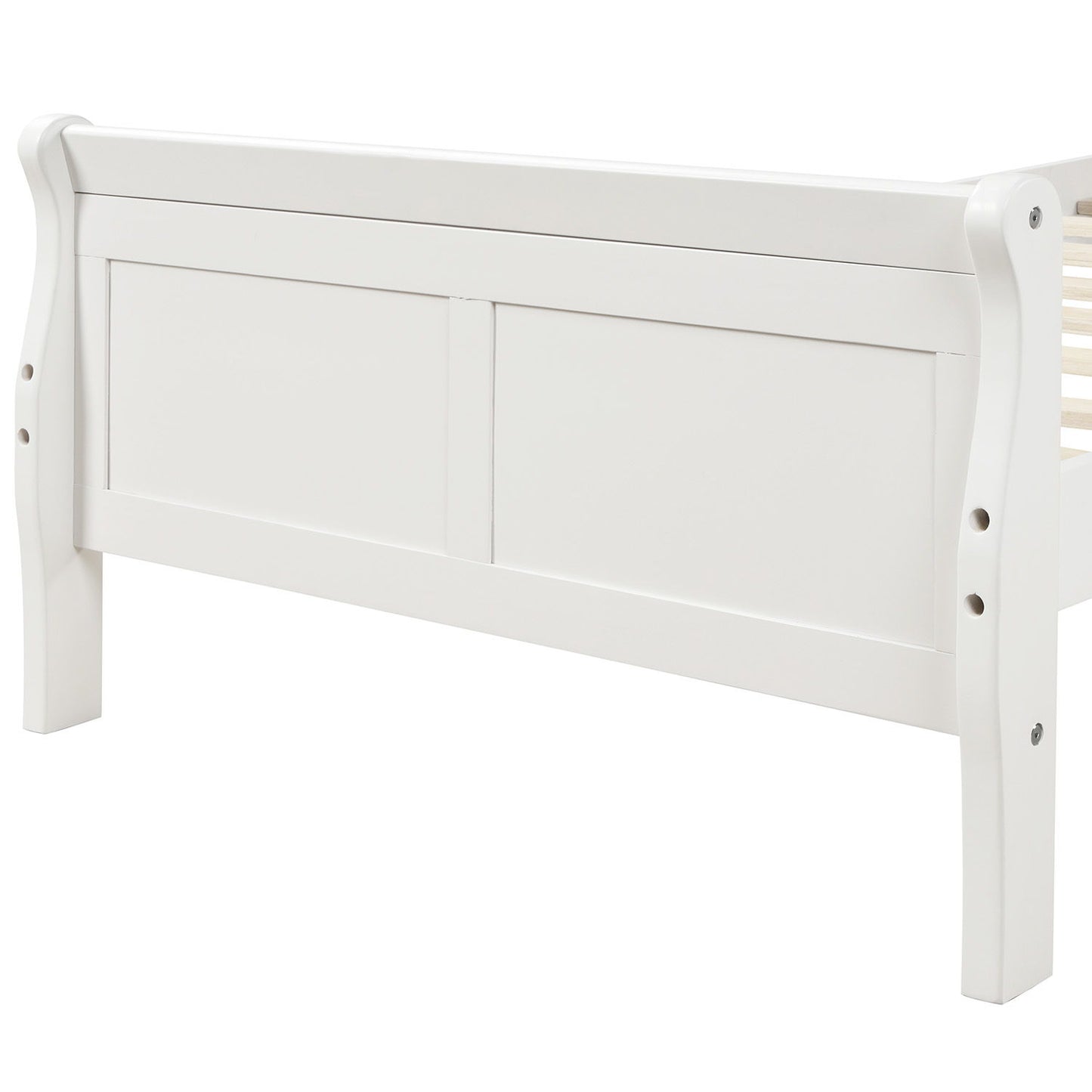 Twin Platform Bed Frame Mattress Foundation Sleigh Bed With Headboard, Footboard, Slat Support - White