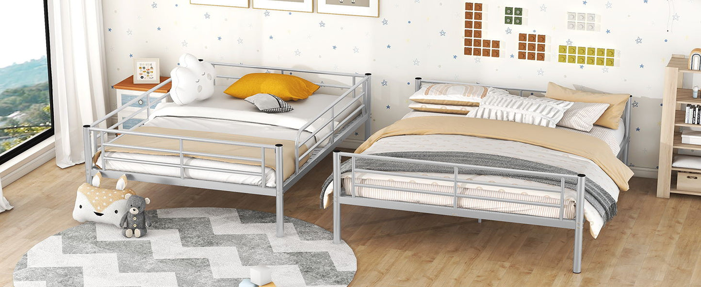 Full Long Over Queen Metal Bunk Bed - Sliver