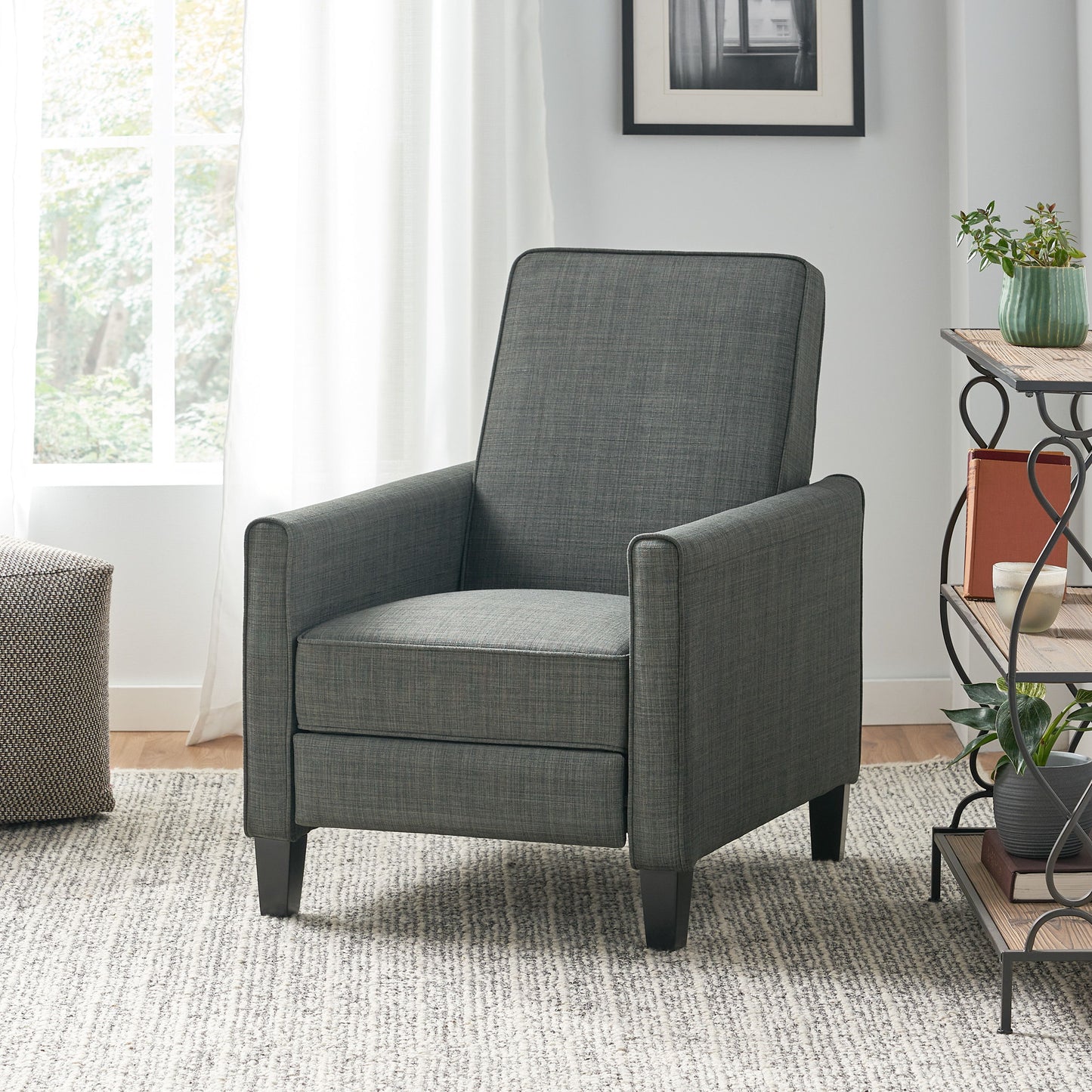 Linen Push Back Chair For Elegant Home - Dark Gray