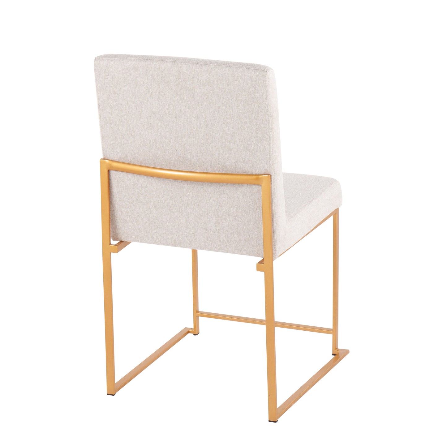 Fuji - Contemporary High Back Dining Chair (Set of 2) - Gold / Beige