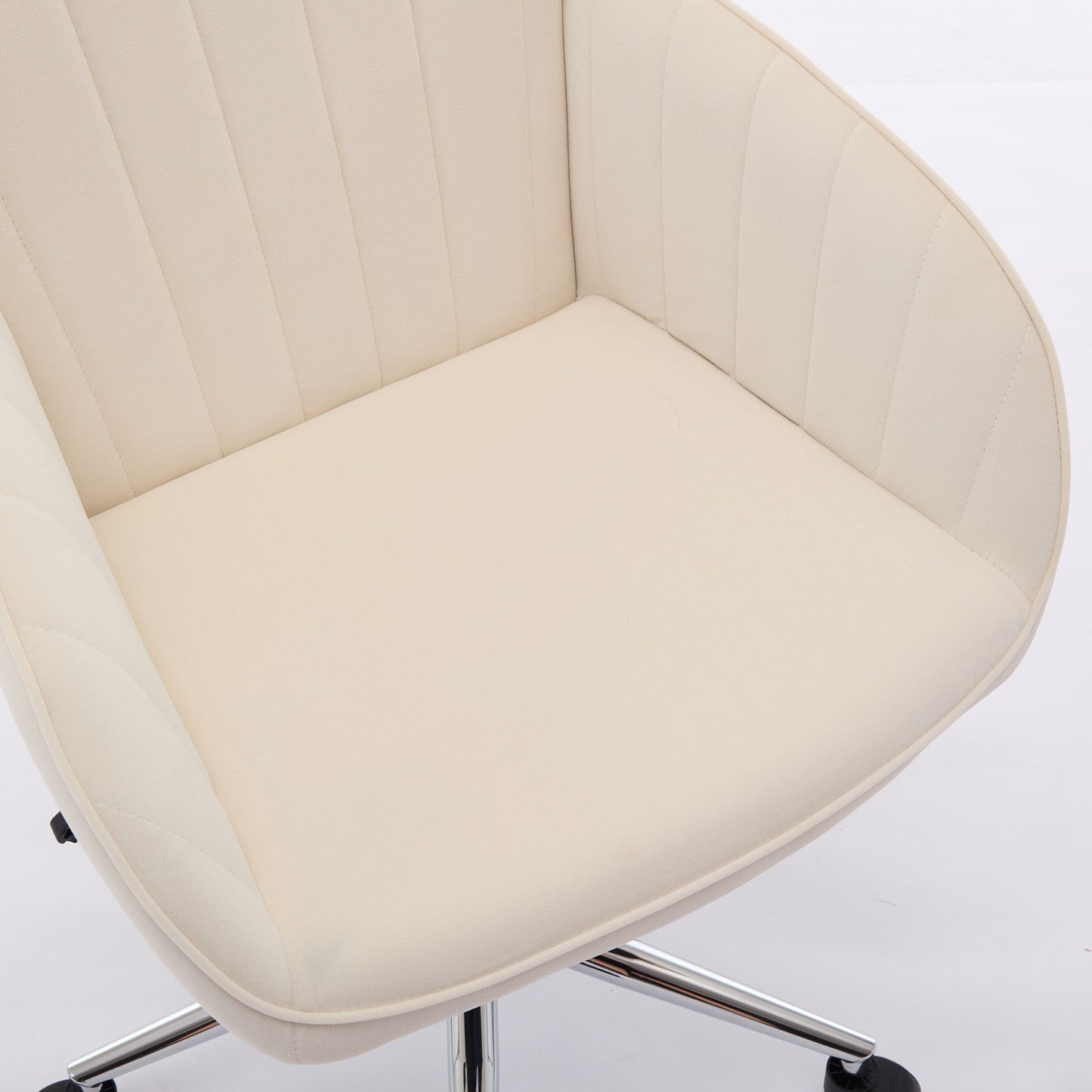 Adjustable Office Chair, Ergonomic Swivel Chair, Velvet Backrest Seat, Comfortable For Long Sitting - Beige