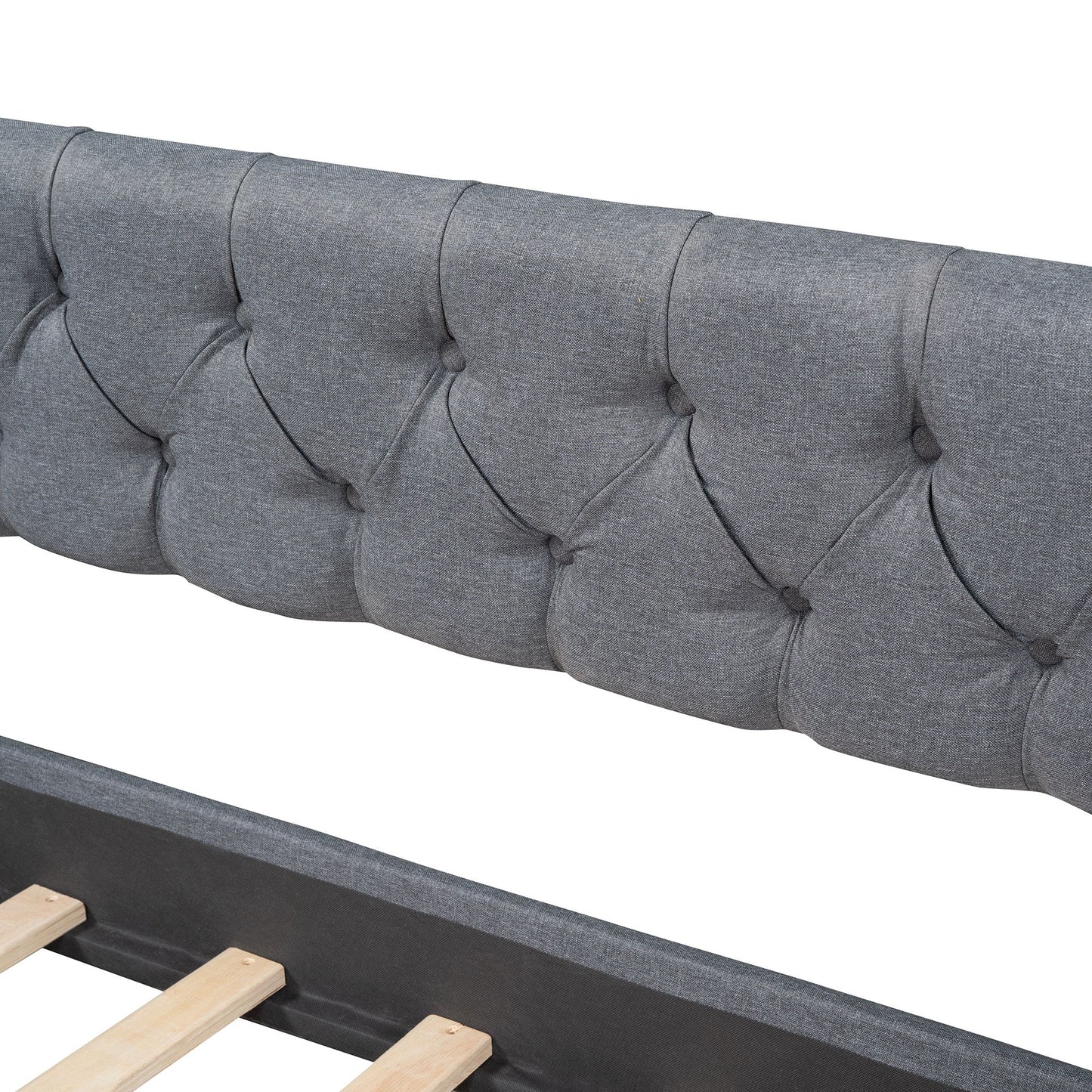 Twin Size Upholstered Daybed With Two Drawers, Slat Support - Gray