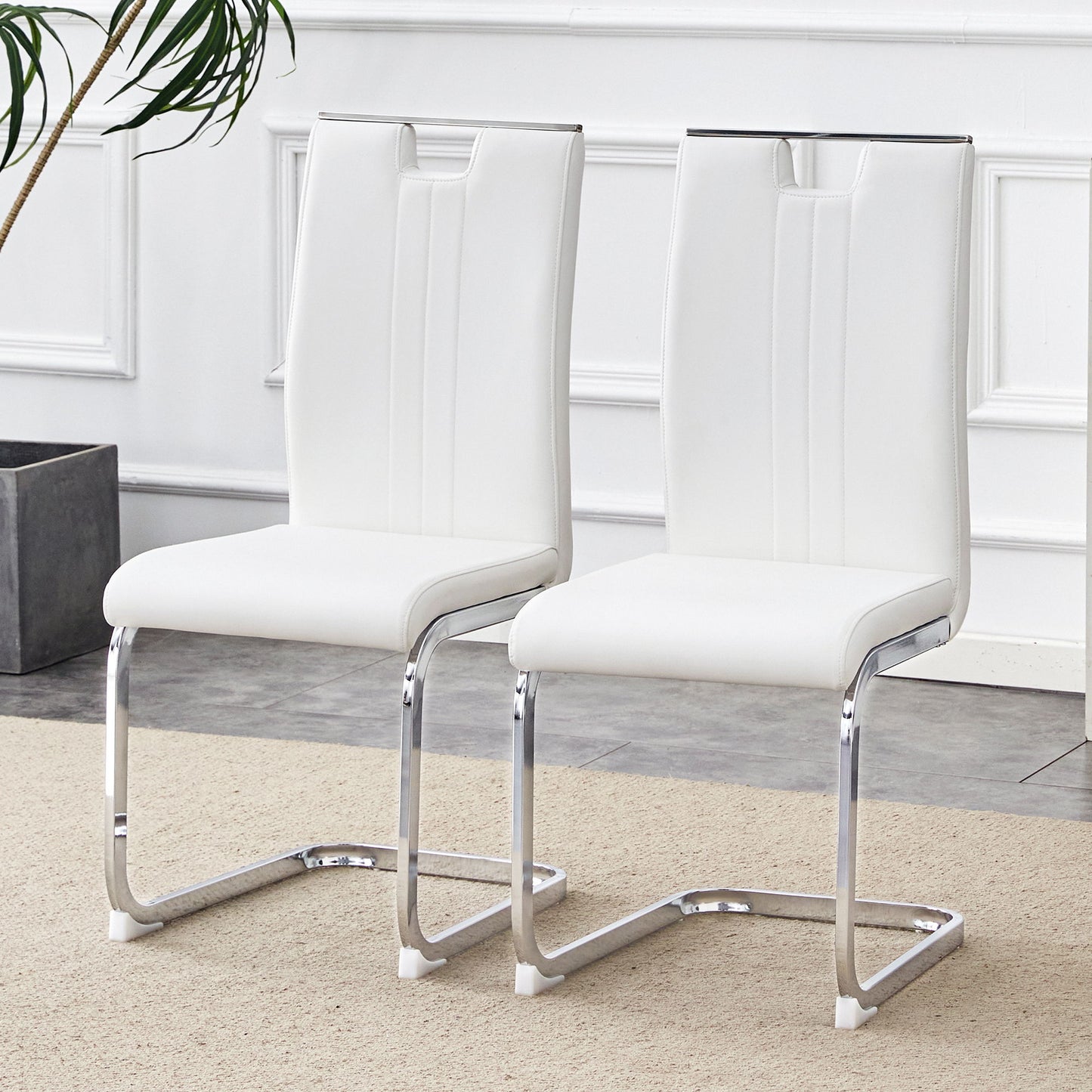 (Set of 4) Material Bow Shaped Chairs Adding Fashion To Minimalist And Contemporary Home Styles - White