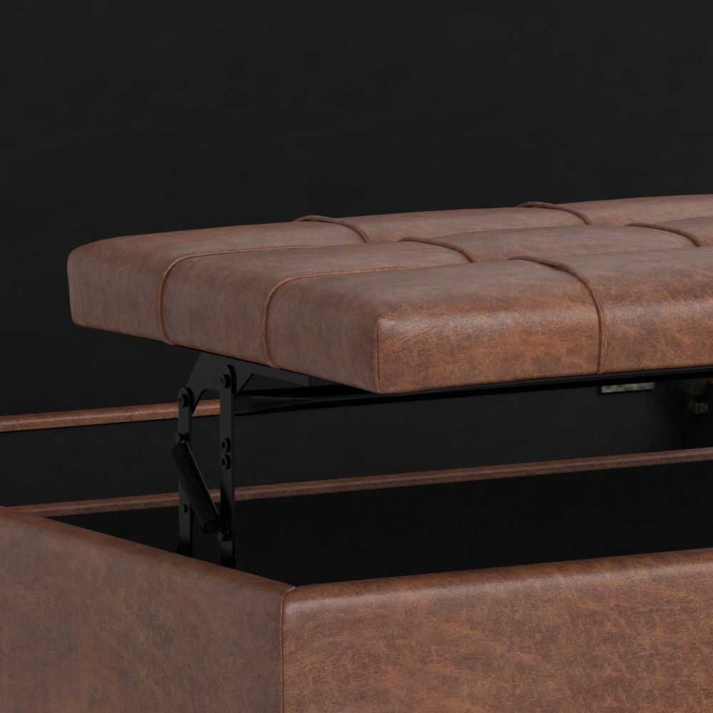 Harrison - Multifunctional Large Square Coffee Table Storage Ottoman - Brown
