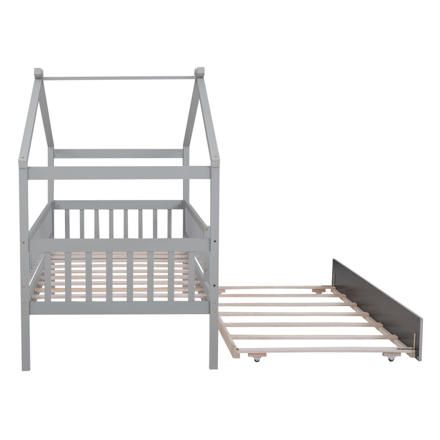 Twin Size House Bed & Twin Size Trundle - Gray