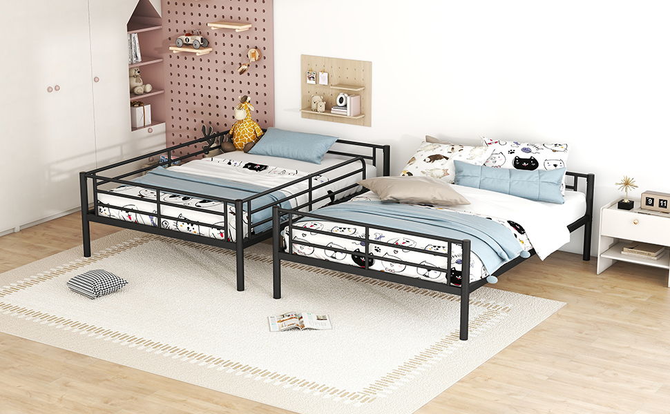 Full Over Full Metal Bunk Bed - Black