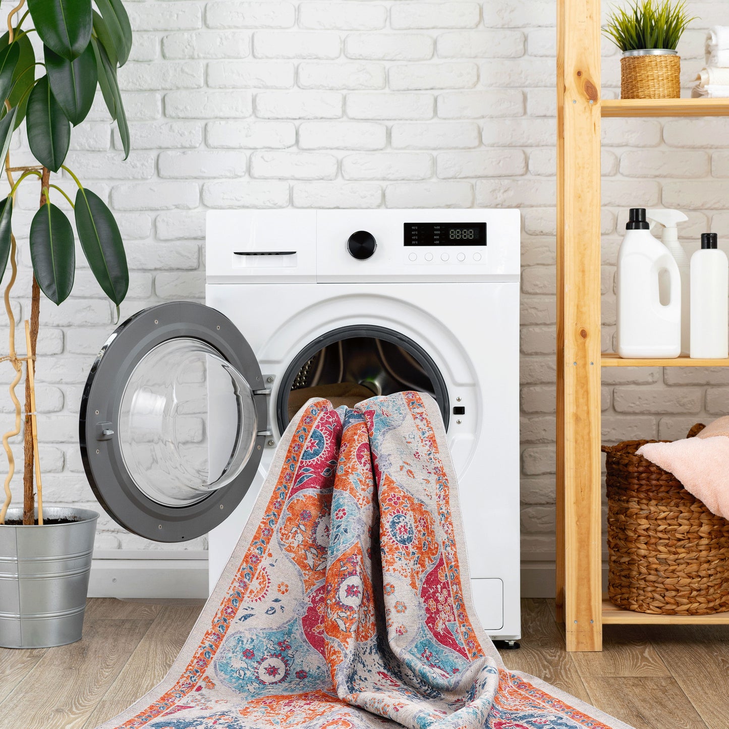 Maval - 3' X 5' Washable Area Rug - Cream