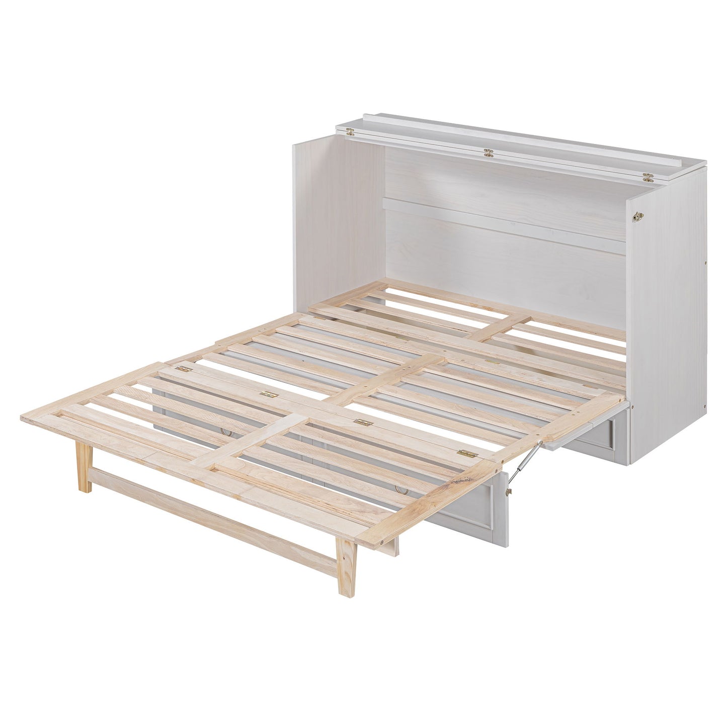 Queen Murphy Bed Elegantly Designed With Large Drawers - White