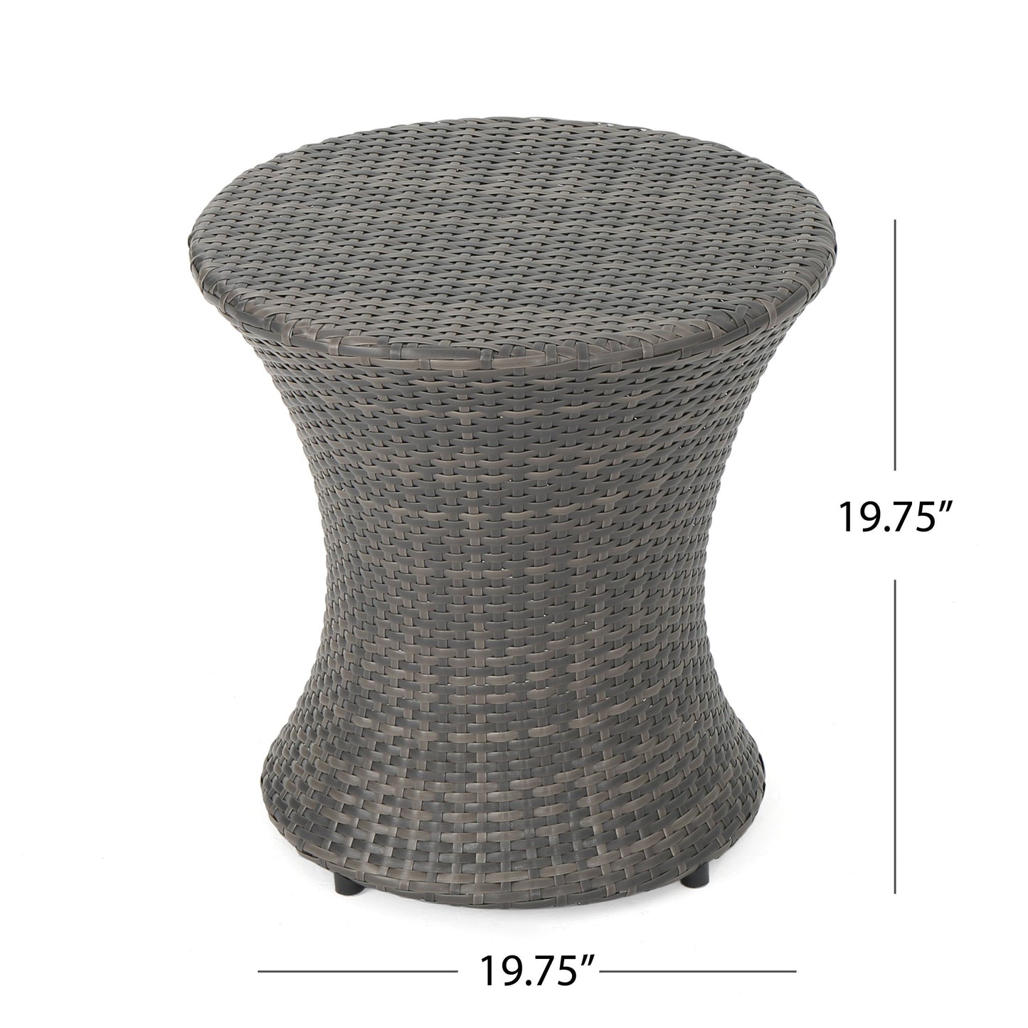 Thrive - Hourglass Rattan Table With No Glass Top - Gray