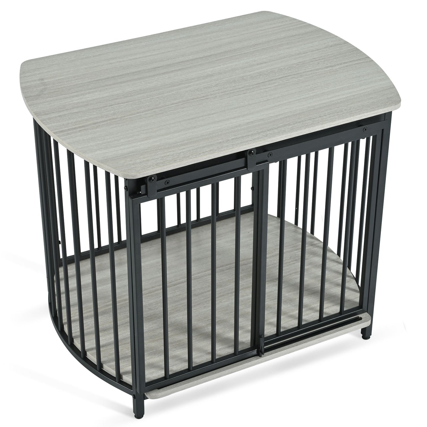 Furniture Style Dog Crate For Small And Medium Dogs, Wooden Cage Indoor Kennel Furniture, Modern Dog Crate End Table With Double Doors - Gray